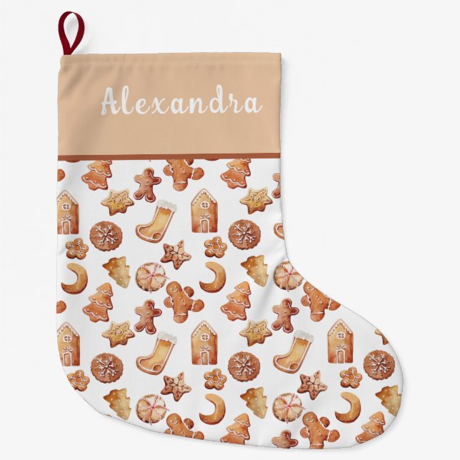Cosy Christmas cookies  Large Christmas Stocking (Front)