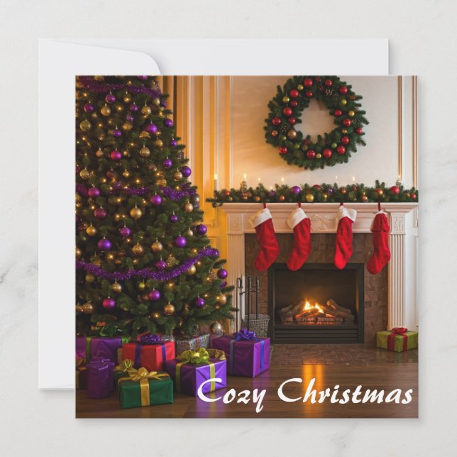 Cosy Christmas Living Room Carte Plat (Devant)