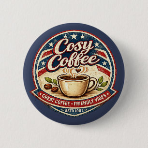 Cosy Coffee 2 Inch Round Button