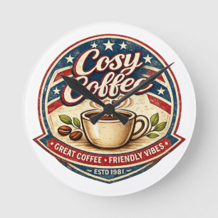 Cosy Coffee Round Clock