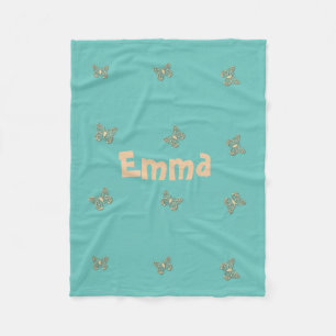 Cosy Cute Butterfly Pattern Add Name Fleece Blanket