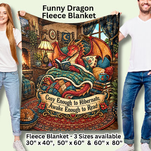 Cosy Enought To Hibernate or ReadFunny Red Dragon Fleece Blanket