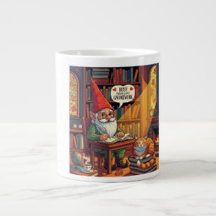 Cosy gnome doing his gnomework large coffee mug