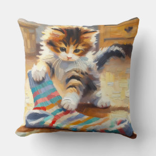 Cosy Knit Companion Kitten Coussin