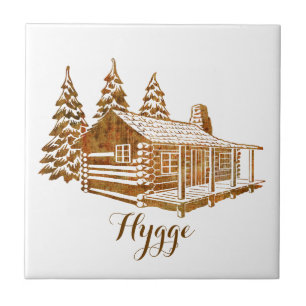 Cosy Log Cabin - Hygge or your own text Tile