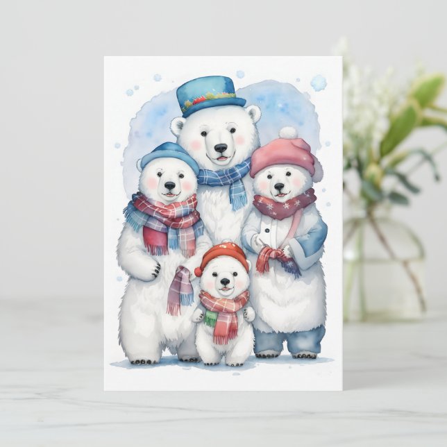 Cosy Noël Ours Polaire Famille Vacances Carte Appa (Debout devant)