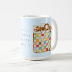 COSY QUILY Tall White Mug + Blue