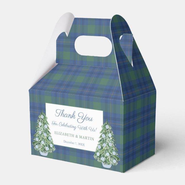 Cosy Scottish Tartan Plaid Christmas Tree Wedding Favor Box (Front Side)