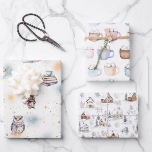 Cosy Soft Pastel Christmas   Wrapping Paper Sheet