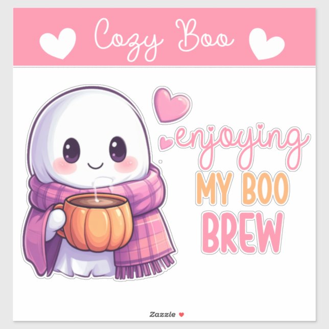 Cosy Sticker Boo Ghost avec Citrouille Mug & foula (Feuille)