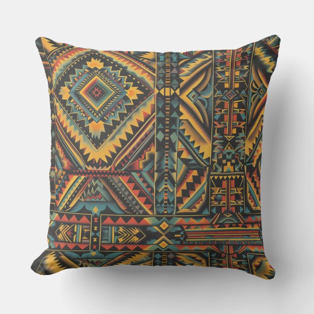 Cosy Teal "Centuries-Old Geometric Elegance" Accen Throw Pillow (Front)