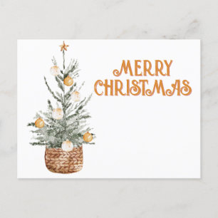 Cosy vintage Christmas tree Holiday Postcard