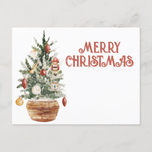 Cosy vintage Christmas tree Holiday Postcard