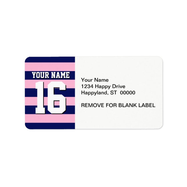 Cot Candy Pink Navy Blue Team Jersey Preppy Stripe Label (Front)