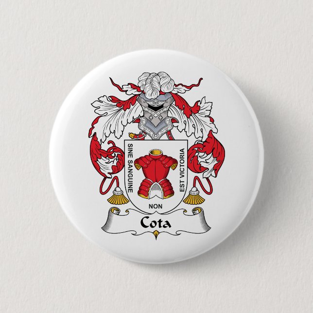 Cota Family Crest 2 Inch Round Button (Front)