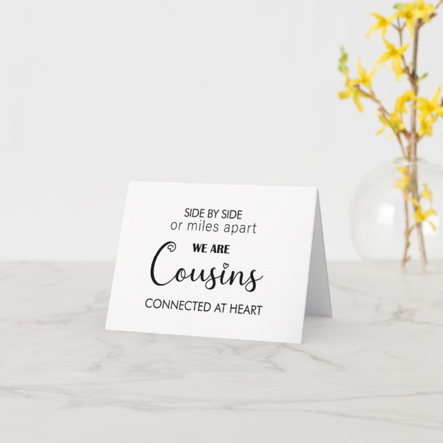 Côté à côté cousin au coeur proposition carte plié (Fleur jaune)