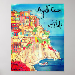 Côte amalfitaine d'Italie affiche 11" X 14"