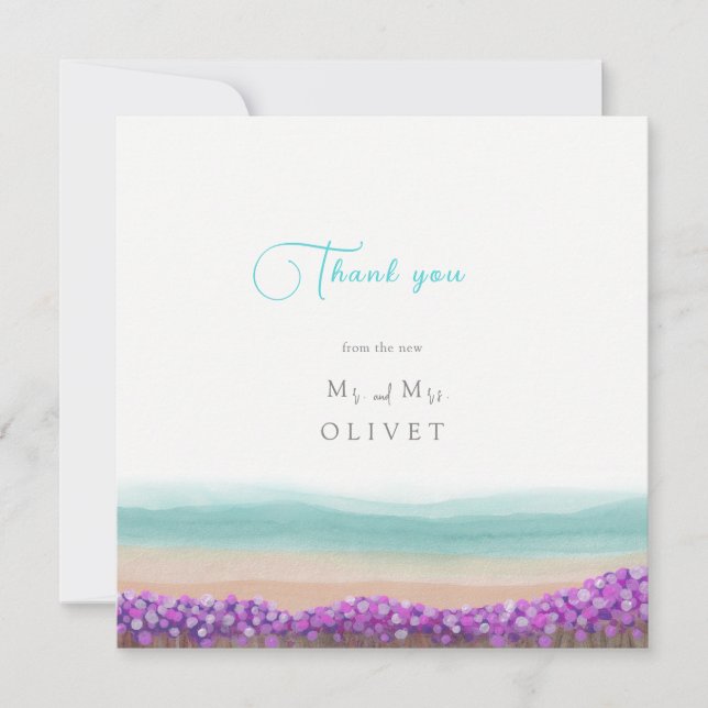 Côte Azure dans le Carte de remerciements Mariage  (Devant)