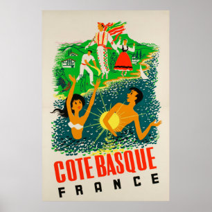 Côte Basque, France, Travel Poster