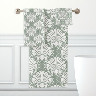 Côte côtière de Sage Green et White Seashell