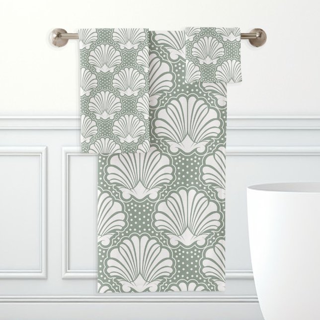 Côte côtière de Sage Green et White Seashell (Créateur téléchargé)