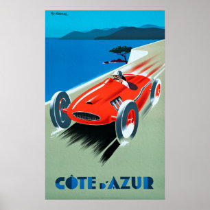 Cote d' Azur, French Rivera - Vintage Racing Poste Poster