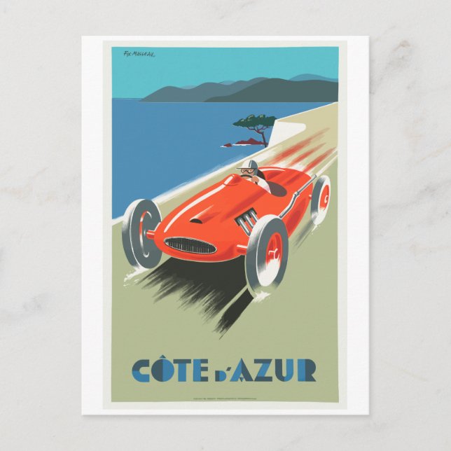 Cote D Azur Vintage Travel Poster Postcard (Front)