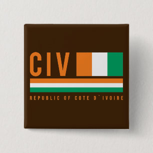 Cote d`Ivoire ISO Code Design 2 Inch Square Button