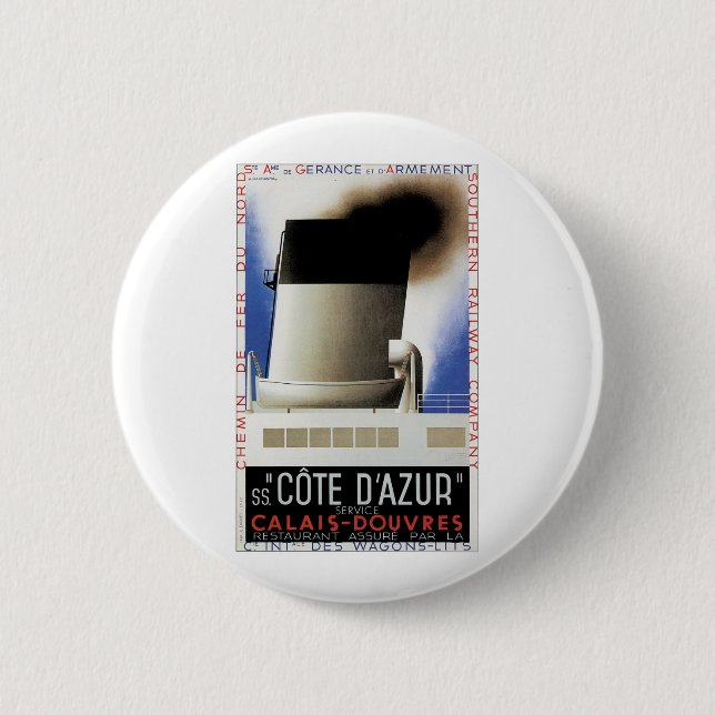 Cote D'Azur Channel Ferry 2 Inch Round Button (Front)