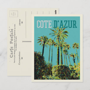Cote d'Azur France, mediterranean palm trees Postcard