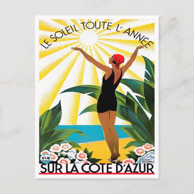 Cote D'Azur France vintage travel Postcard (Front)