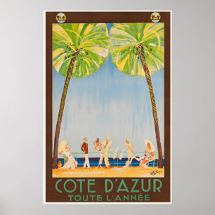 Cote D'Azur France Vintage Travel Poster