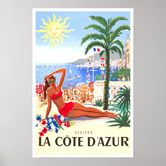 Cote D'Azur France vintage travel Poster (Front)