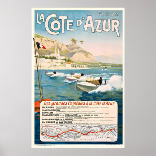 Cote D'Azur France Vintage Travel Poster
