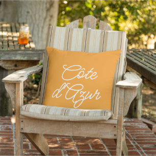 Côte d'Azur orange modern elegant script design Outdoor Pillow