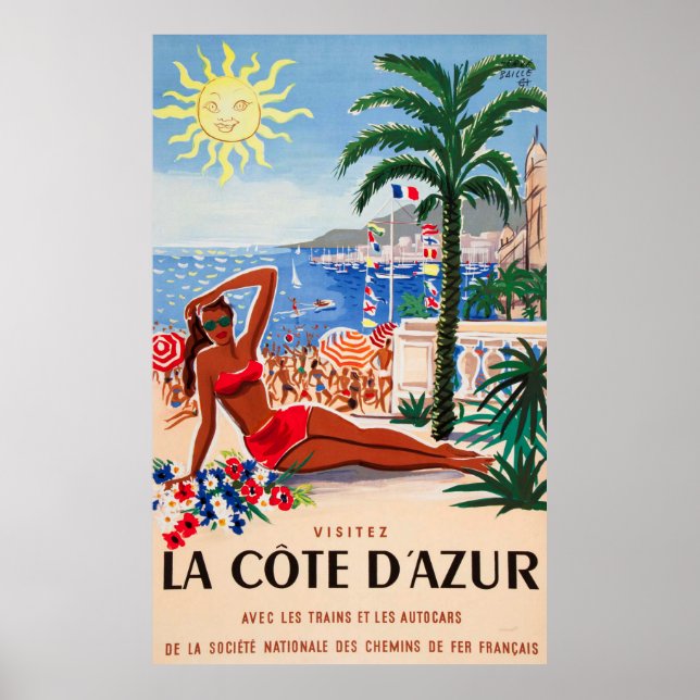 Cote D'Azur Poster Vintage Français (Devant)