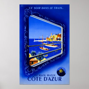 Cote d'Azur Vintage Poster Restored