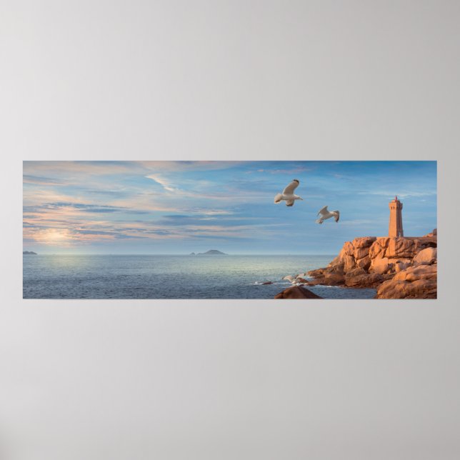 Côte de granite rose en Bretagne, France Poster (Front)