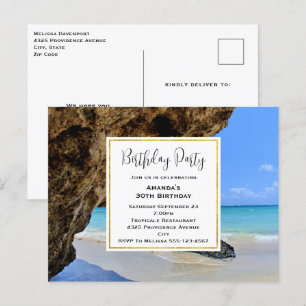 Côte de plage tropicale avec Big Rock Invitation d