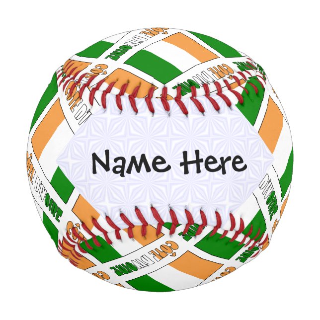 Côte d'Ivoire and Ivory Coast Flag Tiled Your Name Baseball (Front)
