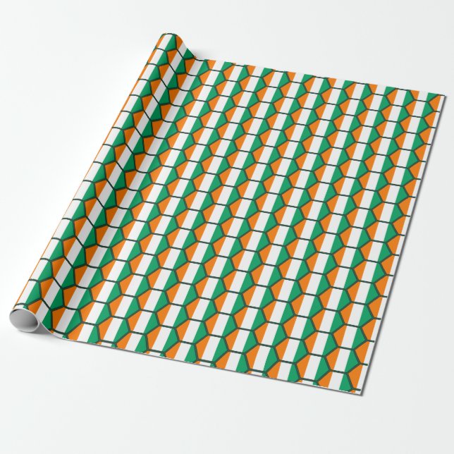Cote d'Ivoire Flag Honeycomb Wrapping Paper (Unrolled)