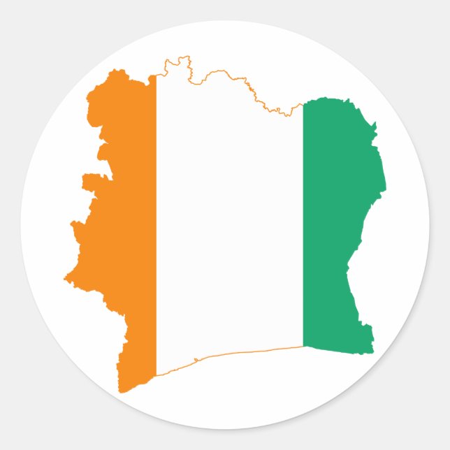 Cote d'Ivoire Flag map CI Classic Round Sticker (Front)