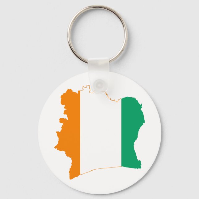Cote d'Ivoire Flag map CI Keychain (Front)