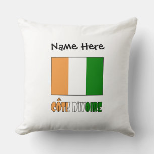 Côte d'Ivoire Ivory Coast Flag Black Personalize Throw Pillow