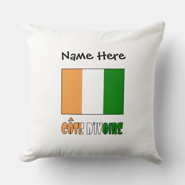 Côte d'Ivoire Ivory Coast Flag Black Personalize Throw Pillow (Front)