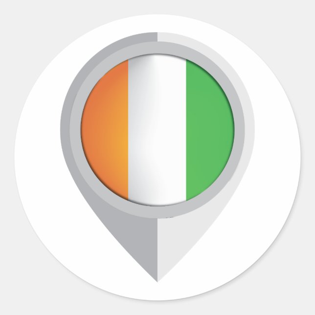 Côte d'Ivoire Pin Location Flag Classic Round Sticker (Front)
