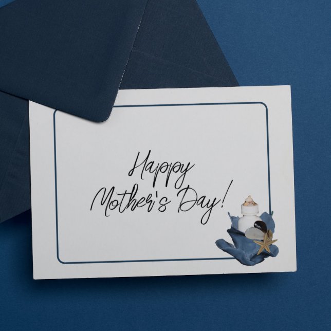 Côte mer océan bleu iris carte de fête des mères (Créateur téléchargé)