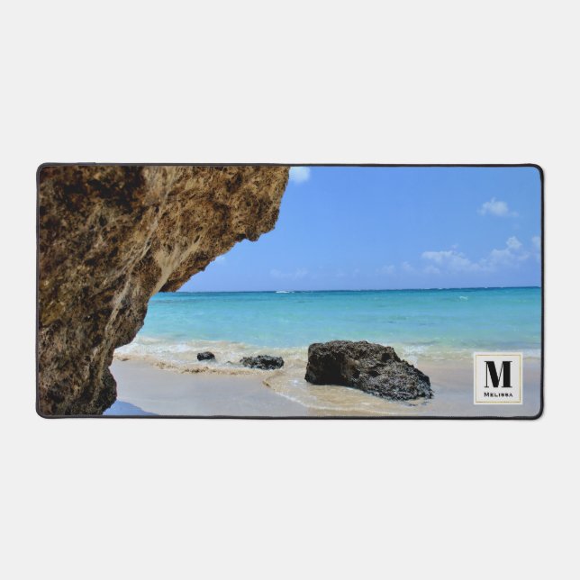 Côte tropicale de plage avec un Big Rock (Recto)
