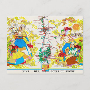Cotes du Rhone Wine Region Map Postcard