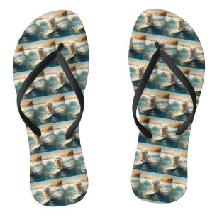 Coton De Tulear Beach Surfing Painting Flip Flops